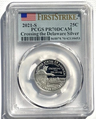 Cuarto Crossing the Delaware Silver First Strike PR70DCAM 2021-S Foto 1 de 4