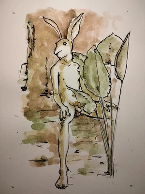 Arte asequible - acuarela original - aspecto lánguido Foto 1 de 3