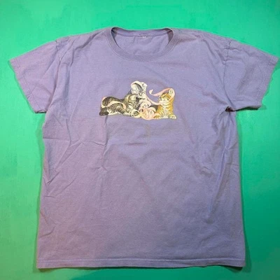 Camiseta Gráfica Gato Vintage Años 90 Perfecto Desteñido Usada en 1990 Camiseta Gráfica Gatito Foto 1 de 4