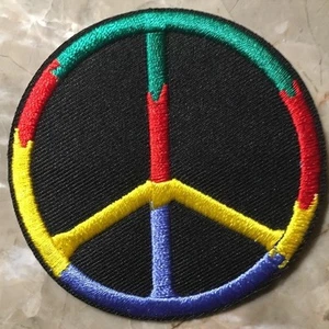 Patch Hippie Insegna Pace-Cucire o Stirare On-1 NUOVO-Circa 3" Rotondo-UOMO COOL! - Foto 1 di 3