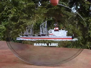 DDG Hansa Line German Steamship Co. Smoked Glass Decorative 8-3/8" Oval Plate - Picture 1 of 5
