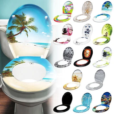 WC Sitz mit Absenkautomatik Toilettendeckel Klobrille Toilettensitz Klodeckel # - Bild 1 von 4