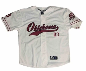 VTG Starter Oklahoma Sooners #3 NCAA White Sewn Baseball Jersey Mens Size L/XL - Picture 1 of 7
