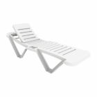 2x Resol White Sun Lounger with Drinking Glass Holder & Wheels