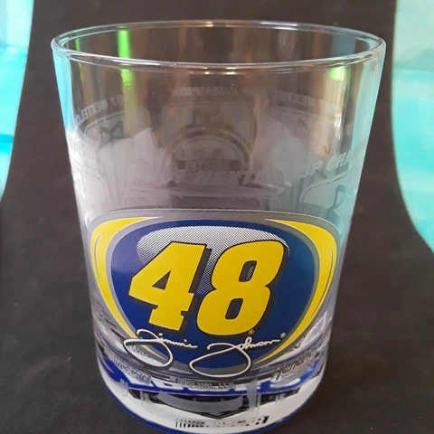 2007 JIMMIE JOHNSON 10 oz ROCKS GLASS - ETCHED GLASS CELEBRATES HIS CHAMPIONSHIP Cover