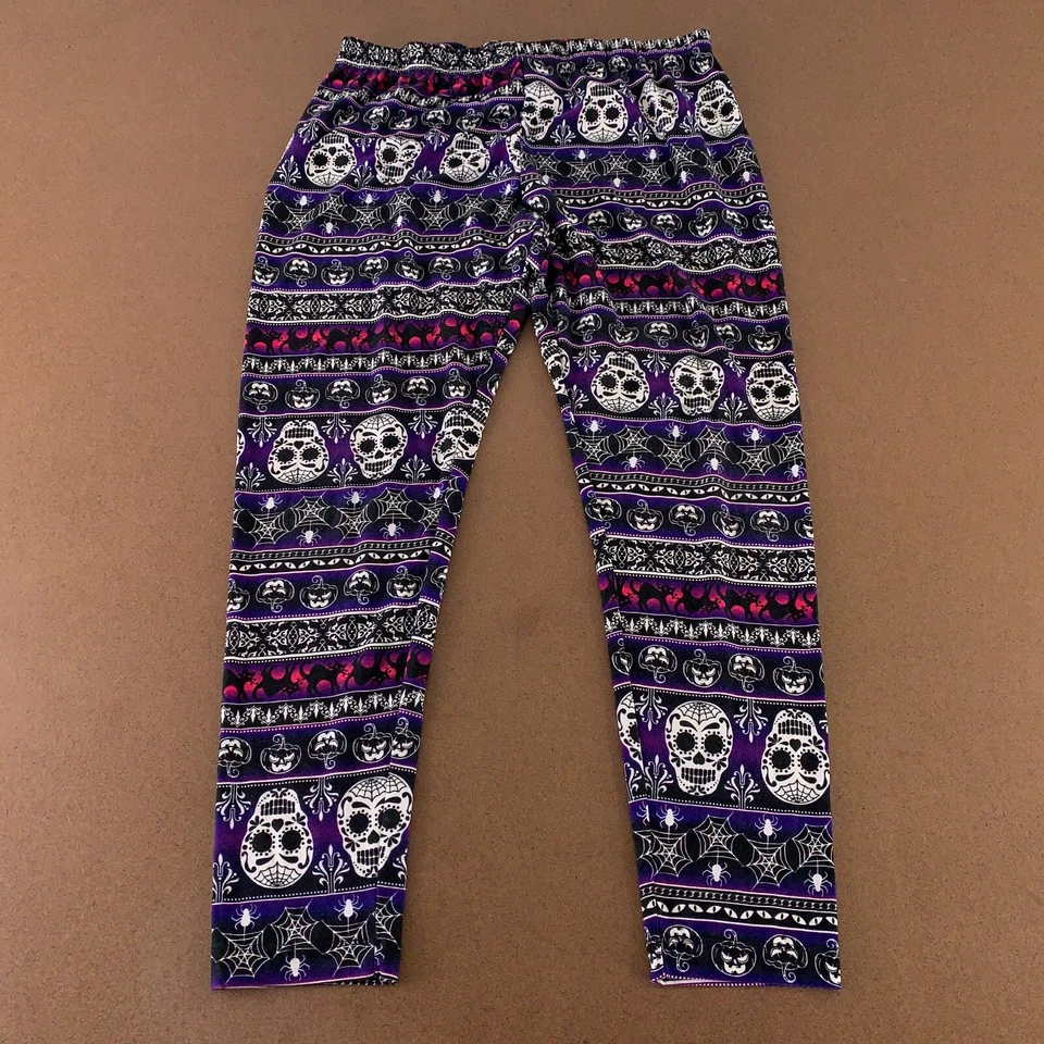 Leggings No Boundaries Junioes Talla XL (15-17) Negro Púrpura Estampado Calavera Azúcar Foto 1 de 4