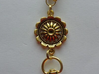 COLGANTE DE ORO SOL Y CUENTAS DE CRISTAL CORDÓN CON CUENTAS IDENTIFICACIÓN SOPORTE BROCHE DE LANGOSTA Foto 1 de 3