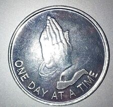 Praying Hands One Day At A Time Medallion Coin AA Chip Aluminium Serenity Prayer