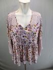 Style&Co Size S Womens Multicolor Floral Front Tie Relaxed Fit Tunic Top 1RE8