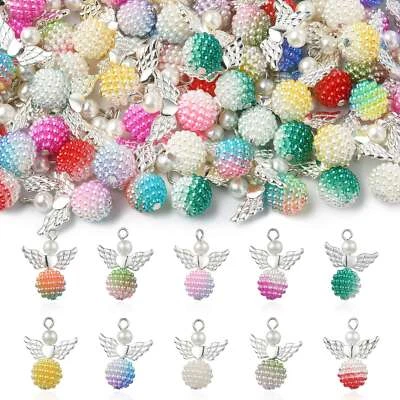 Dijes colgantes de ángel con cuentas de diamantes de imitación 100 piezas para joyería hágalo usted mismo Foto 1 de 4