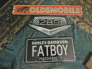 OLDSMOBILE 442, 289 & HARLEY DAVIDSON TAG Metal SIGN Wall Hanger Lot Of 3 Sealed - Picture 1 of 2