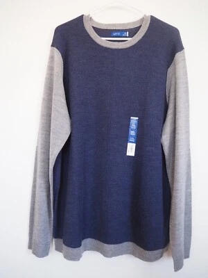 Wool Blend Merino Men's Knit Pullover Sweater Navy Blue / Gray Size 2XL NWT - Image 1 of 4