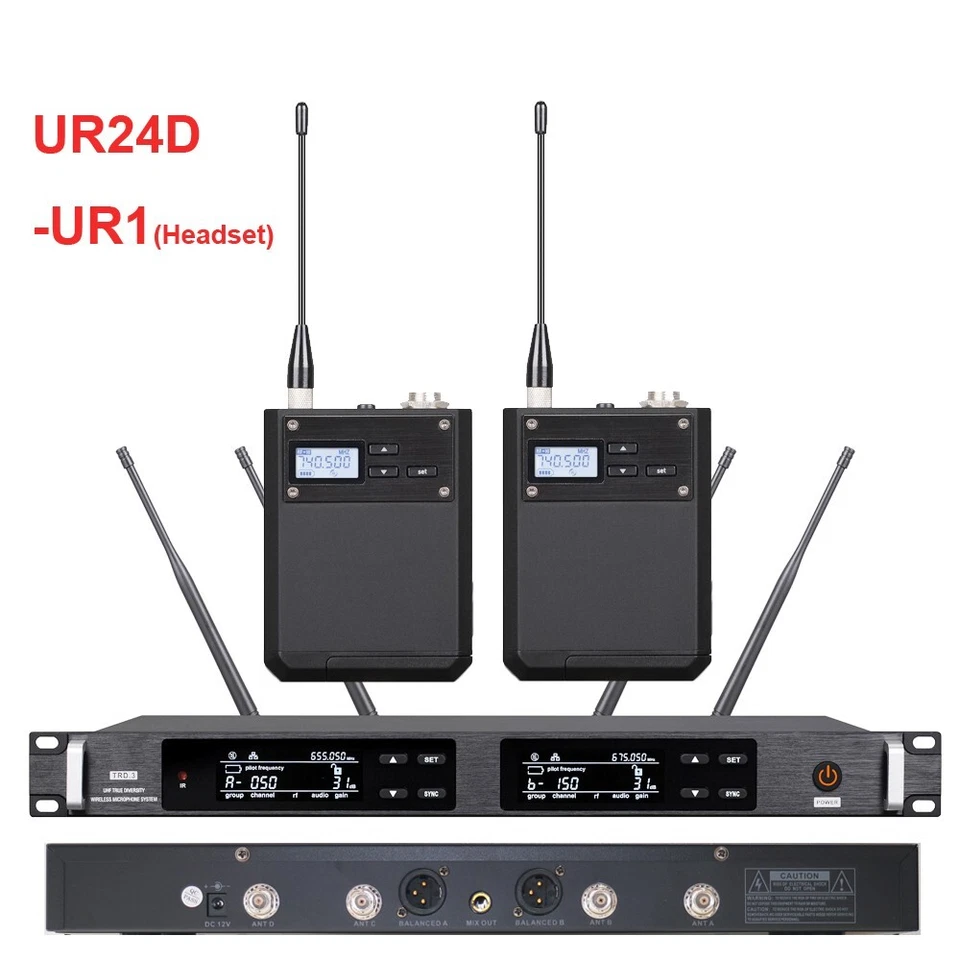Pro UR24D Wireless UR1 BeltPack 2 Headset Microphone System UHF System - Image 1 of 4