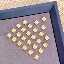 18K Solid Gold Natural Diamond Cuban Chain 26 Letters Pendant Necklace Bracelet