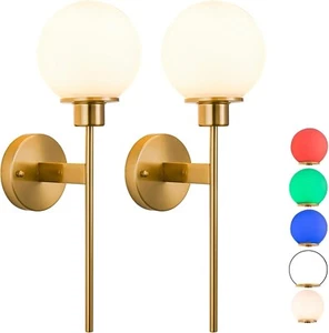 Aiehnid Battery Operated Wall Sconces Light Set of 2 Modern Wireless gold HouseJ - Picture 1 of 7