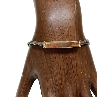 Pulsera magnética fósil detalles de cristal cordón de cuero gris Foto 1 de 4