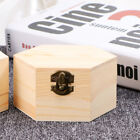 2pcs Hexagon Wooden Jewelry Box DIY Storage Container (Random Lock)