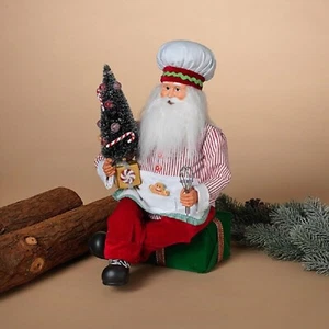 Holiday Chef Santa Claus Sitting on Gifts 14.5 Inch New - Picture 1 of 2