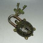 13.5 Cm Chinese Brass Lock Animal Turtle Lock Bronze Lock Animal Sculpture