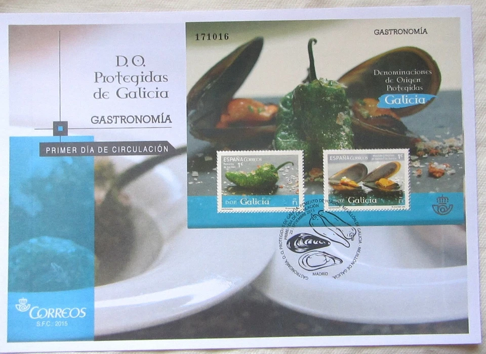 SOBRE 1º DIA CIRCULACION  Gastronomia. D.O. Protegidas de Galicia AÑO : 2015 - Imagen 1 de 1