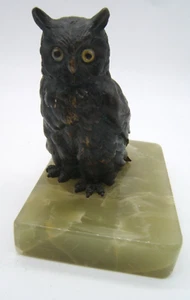 ANTIQUE AUSTRIAN BRONZE OWL GLASS EYES VERY DETAILED - Picture 1 of 13