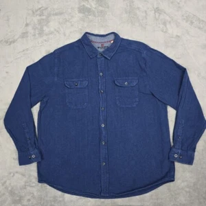 Camisa Woolrich Para Hombre Franela Extra Grande Manga Larga Azul 100% Algodón con Bolsillos - Imagen 1 de 16