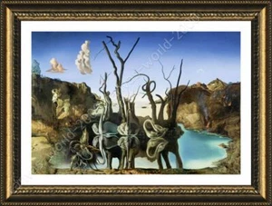 Swans Reflecting Elephants by Salvador Dali | Framed canvas | Wall art HD - Picture 1 of 12