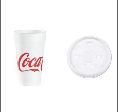 DART 24 Oz PEDESTAL COKE-COLA FOAM PRINT With LIDS FREE SHIPPING CHOOSE QUANTITY