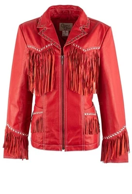 Cripple Creek Red Leather Fringe Jacket Medium - Image 1 of 2