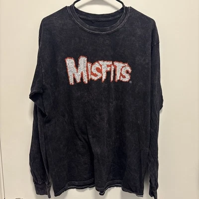Misfits Long Sleeve Graphic T Shirt Mens Size Medium / Large Black Dye RARE - image 1 of 4