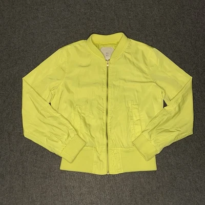 Hei Hei Anthropologie Jacket Womens XS Bomber Neon Yellow Lightweight 80s Bright - Image 1 of 4