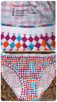 Bikini Hanes Niñas Vintage Talla 10 Algodón Colorido Panty Bragas Ropa Interior Foto 1 de 3