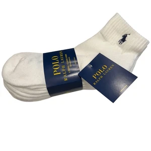 Polo Ralph Lauren 6-Pairs White Quarter Crew Socks Classic Sport Men’s Sz 6-12.5 - Picture 1 of 3