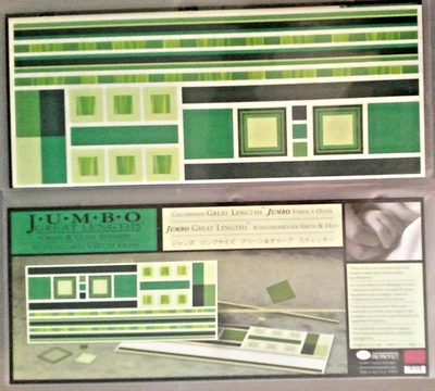 Lote de 2 pegatinas Creative Memories Jumbo grandes longitudes verde y oliva vintage Foto 1 de 3