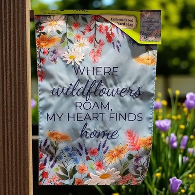 Meadow Creek Where Wildflowers Roam Embellished Double Sided Garden Flag NWT  - Image 1 of 4