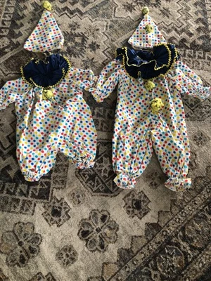 2 Vintage Handmade Kids Clown Costume 1970s 1980s - Image 1 of 4