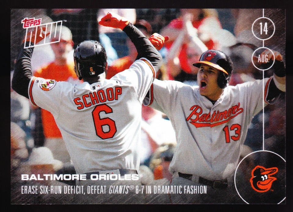 Orioles Manny Machado Jonathan Schoop Beat Giants 2016 Topps Now #358 PR /308 - Image 1 of 1