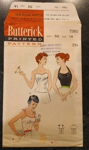 Butterick #7360 Decollete Top W/ Zipper B32 Sz 14 Uncut Sewing Pattern Vtg 1950s - Picture 1 of 5