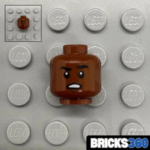 Lego neu braun schwarz Minifiguren Mann Kopf besorgt Stern Gesicht Augenbraue Verwirrung - Bild 1 von 4