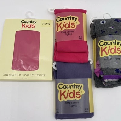 Little Girls Cotton Tights Lot - 4 Pairs 3-5 Yrs - Image 1 of 4