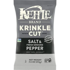 Kettle Brand Krinkle Cut Potato Chips Salt & Fresh Ground Pepper 7.5 Oz - Picture 1 of 4