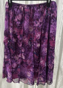 Dressbarn Damen lila Volant Rock dunkel Blumen romantisch Y2K Fee durchsichtig 14/16 - Bild 1 von 6