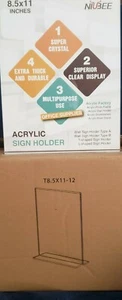Acrylic Sign Holder 8.5 x 11 - T Shape Display Stand - 6 Pack - Picture 1 of 3