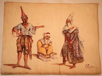 Aquarelle encre et couleurs Thaïlande mandarin royaume Siam en Turquie Z.LUKKON - Photo 1/4