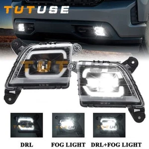 Car LED Fog Light Fit 19-21 Chevy Silverado 1500 2500HD 3500HD Bumper Lamps DRL - Picture 1 of 6