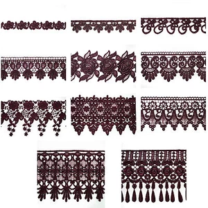 5/8" to 5-1/8" Wide Plum Eggplant Floral Embroidery Venice Lace Trim DIY by Yard - Picture 1 of 12