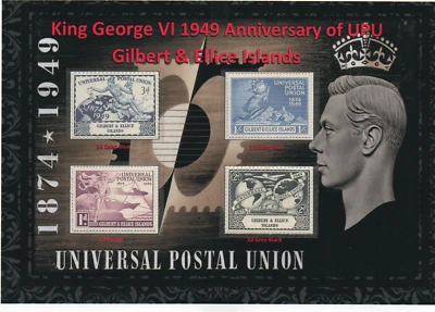 GB KGVI NICE DISPLAY OF 1949 UNIVERSAL POSTAL UNION GILBERT & ELLICE ISLAND MM#1 - Image 1 of 2