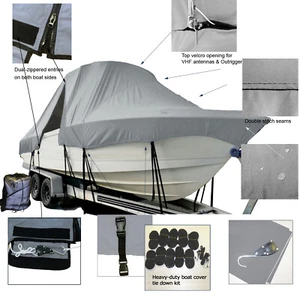 SeaCraft 23 walkaround Cuddy Cabin T-Top Hard-Top Fishing Boat Storage Cover - Picture 1 of 23
