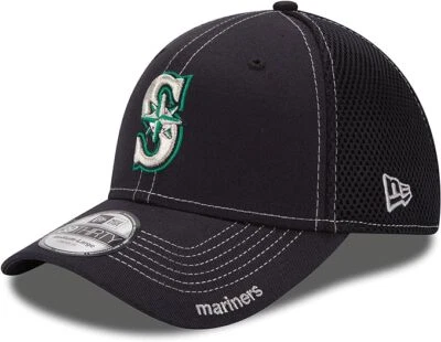 Authentic New Era 39THIRTY Fitted Stretch Cap Hat ~ Seattle Mariners ~ Dark Navy - Image 1 of 4