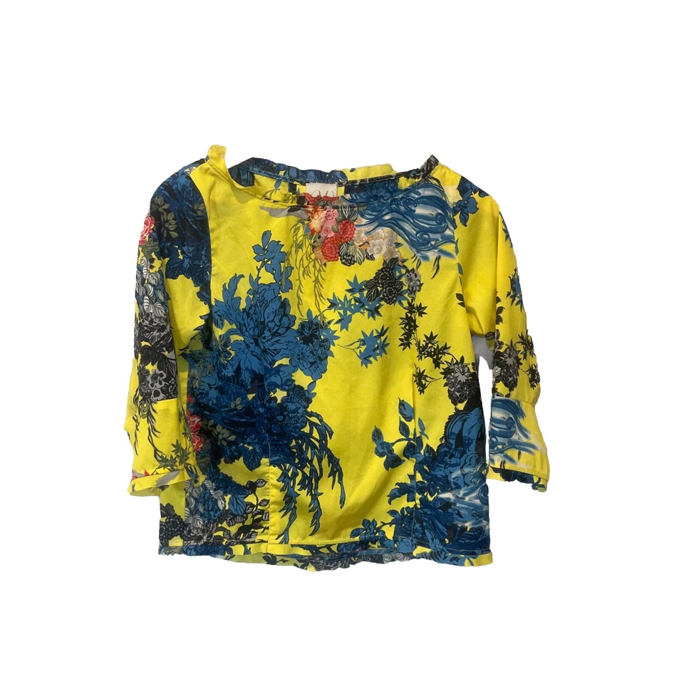 JULIENNE W WESTON WEAR Anthropologie Yellow Blouse Floral Long Sleeve Xsmall XS - Image 1 of 4